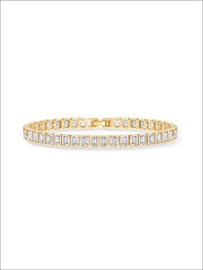 14K Gold Plated Tennis Bracelet Bezel Set CZ 6.5 Inches